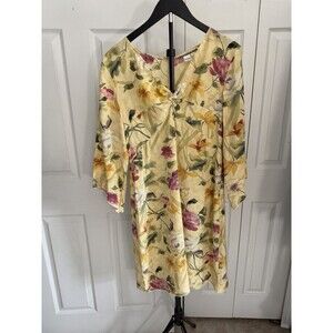 Anthropologie Isabella Bird Floral Retro 100% Silk Kimono Flowy Dress Size 10